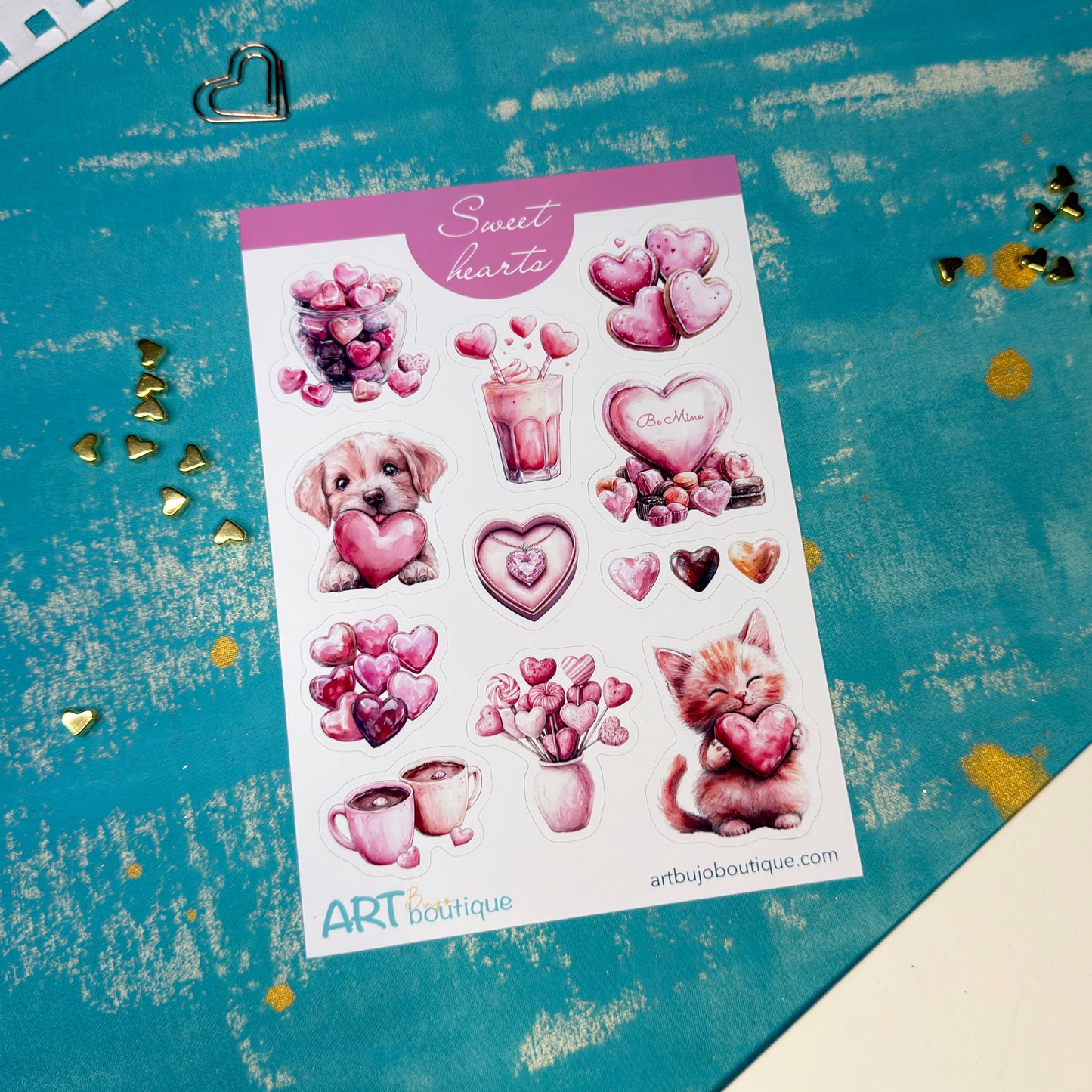 Sweethearts Decorative Sticker Sheet Cozy and Sweet Valentine's Day Stickers