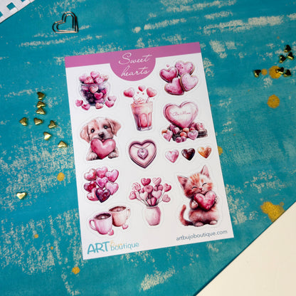 Sweethearts Decorative Sticker Sheet Cozy and Sweet Valentine's Day Stickers