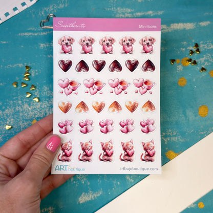 Sweethearts Mini Icons Stickers Valentine's Day Planner Icons