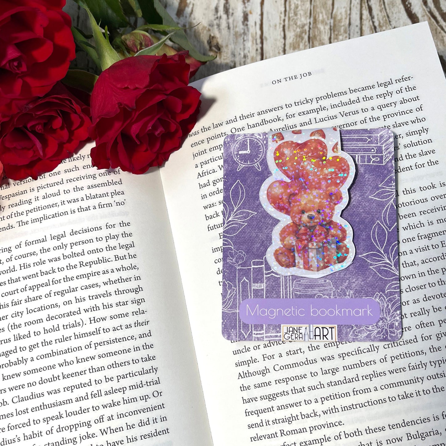 Teddy Bear magnetic bookmark Valentine's Day bookmark