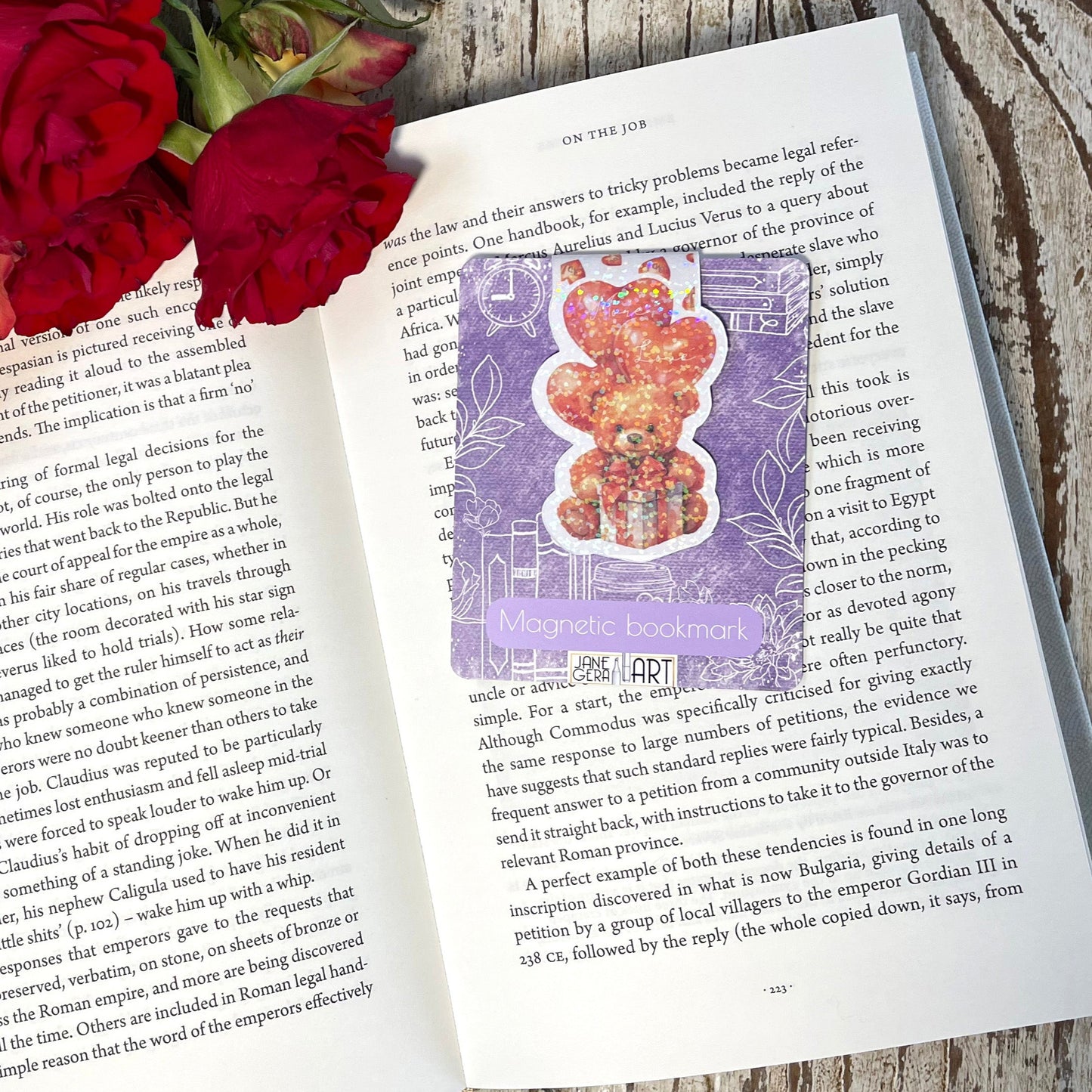 Teddy Bear magnetic bookmark Valentine's Day bookmark