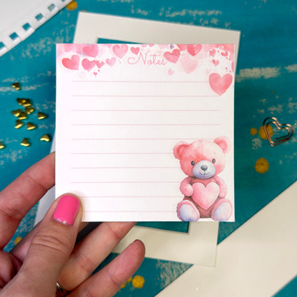 Pink Teddy Bear Pocket Notepad Cute Pink Valentine's Day Notes