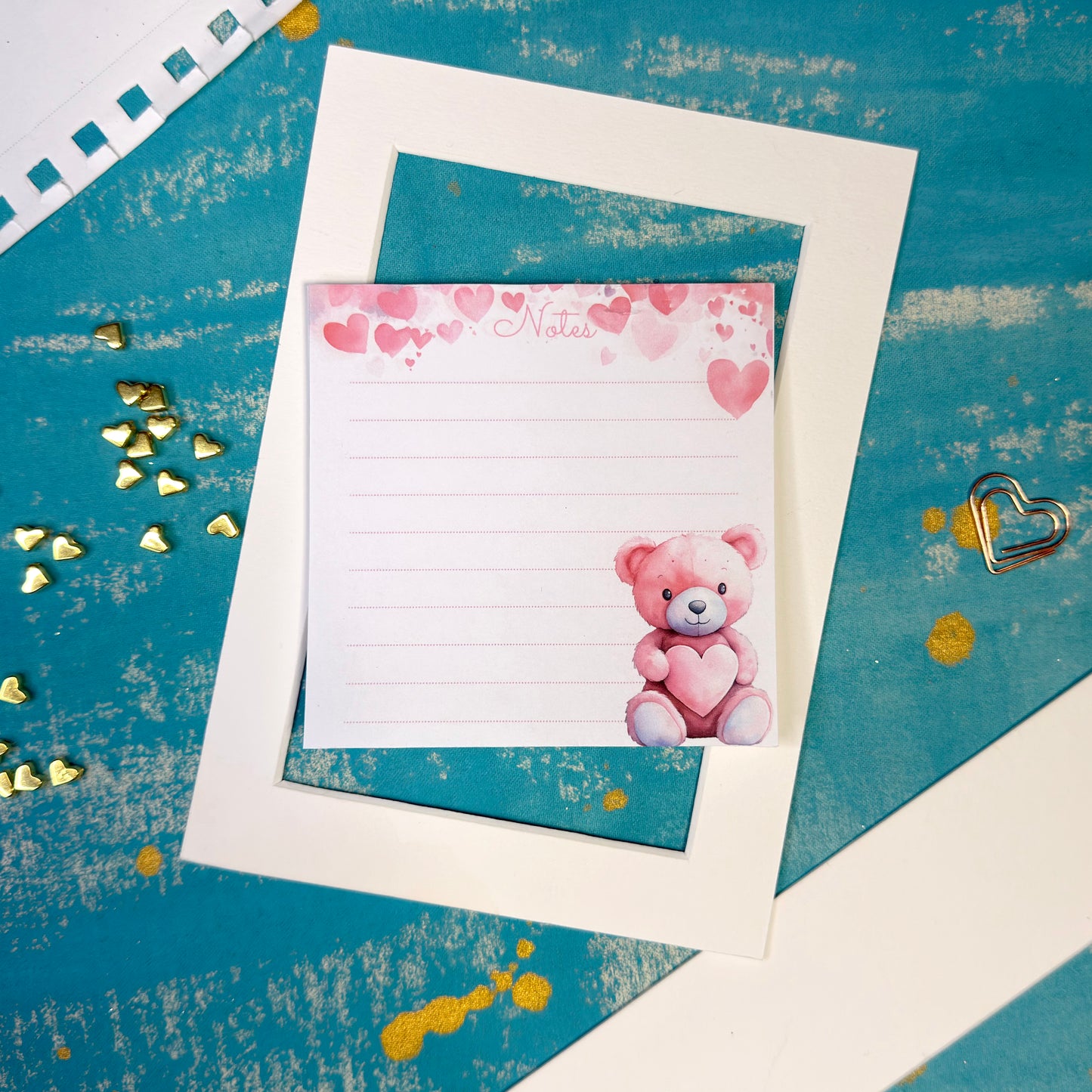 Pink Teddy Bear Pocket Notepad Cute Pink Valentine's Day Notes