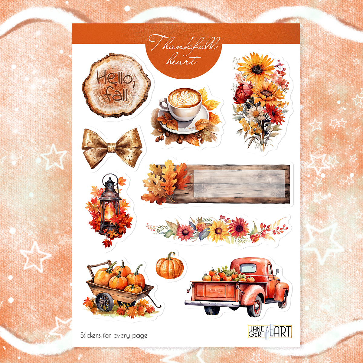 Thanksgiving decorative planner stickers