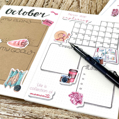 Travel planner stickers Adventure bujo sticker set