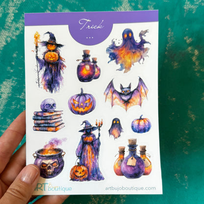 halloween stickers, halloween gift, purple halloween