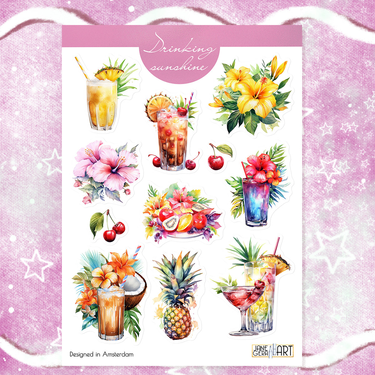 Tropische drankjes bujo sticker set