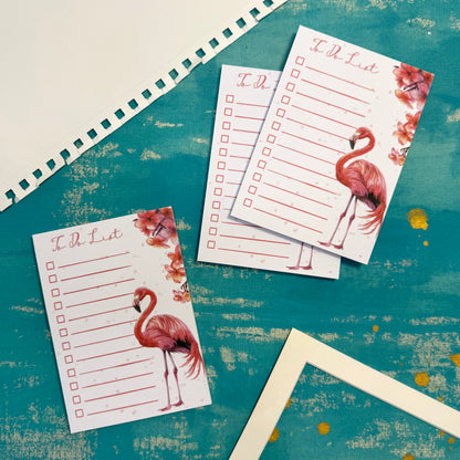 Pink Flamingo To-Do list A6 Notepad – Aesthetic Stationery for Journaling, Planning
