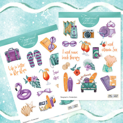 Tropical holiday sticker set