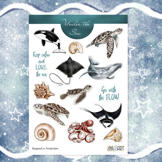 Ocean animals bujo sticker sheet