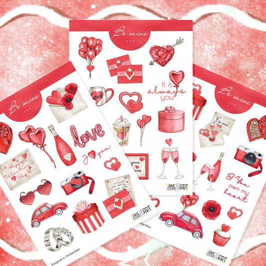 Valentijnsdag bujo sticker set