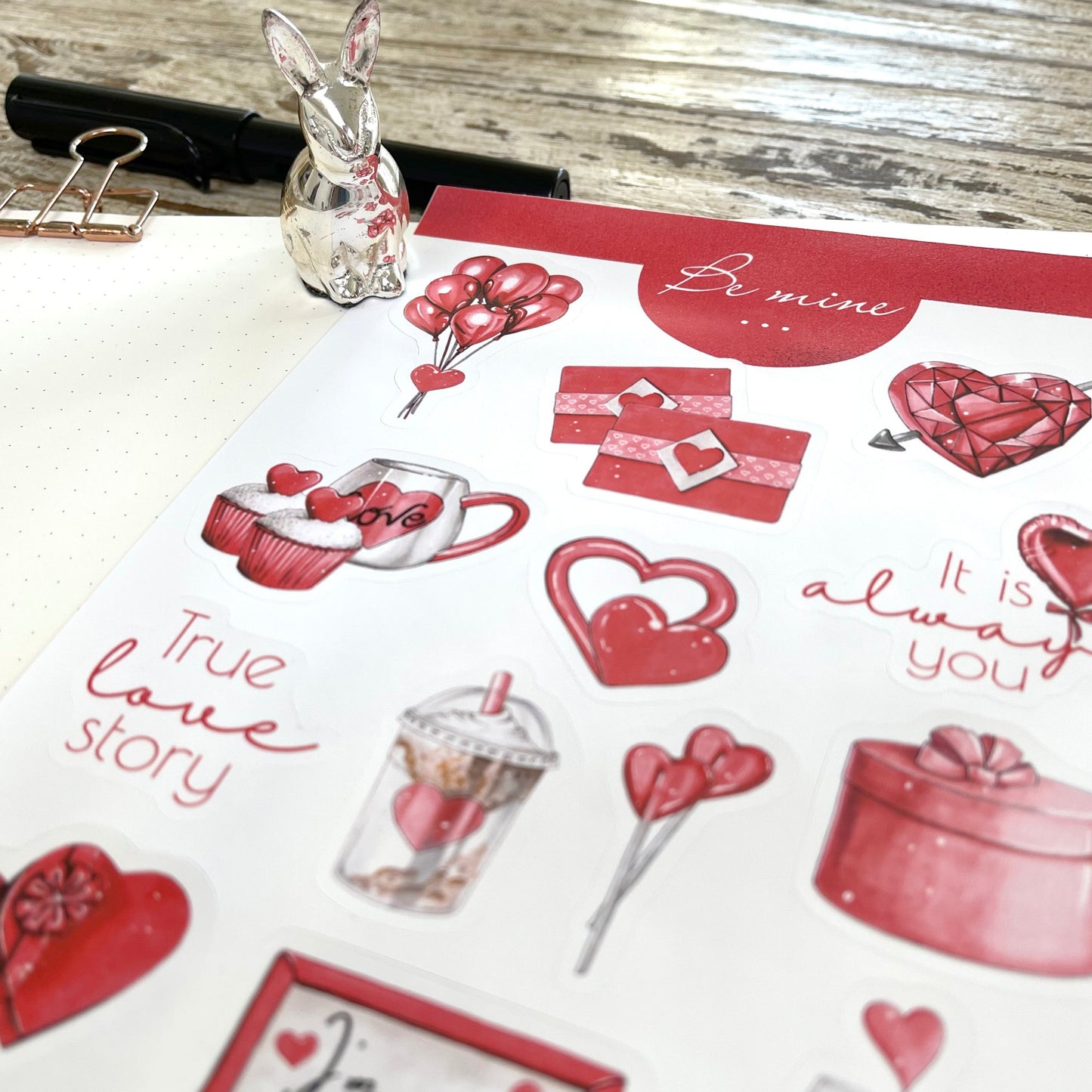 Valentines Day bujo sticker set