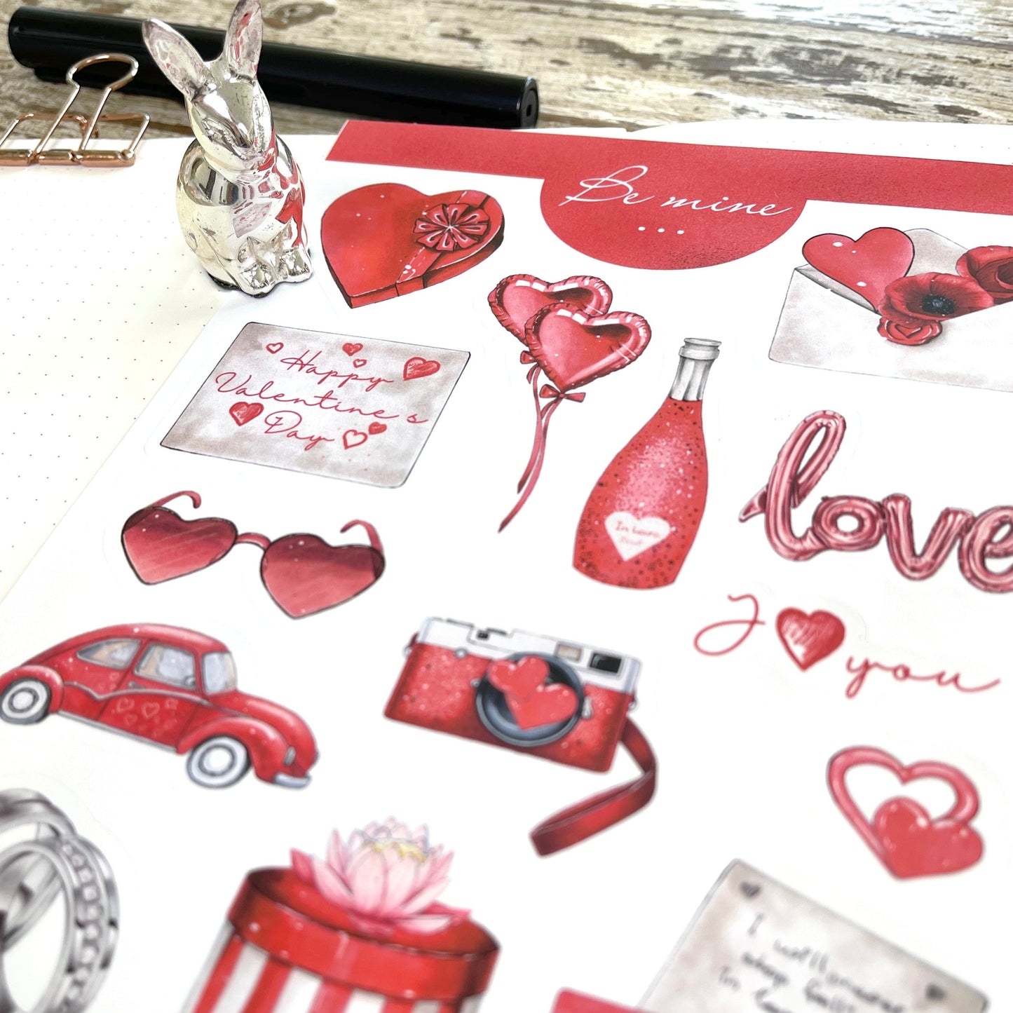 Valentines Day bujo sticker set