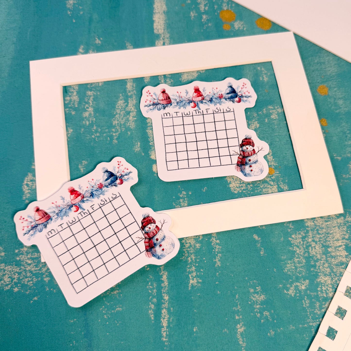 Winter Play Blank Calendar Stickers Set of 2