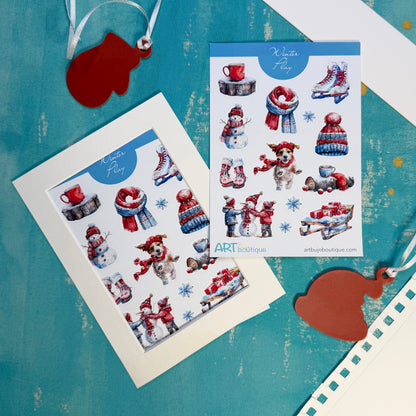 Winter Play Decorative Sticker Sheet