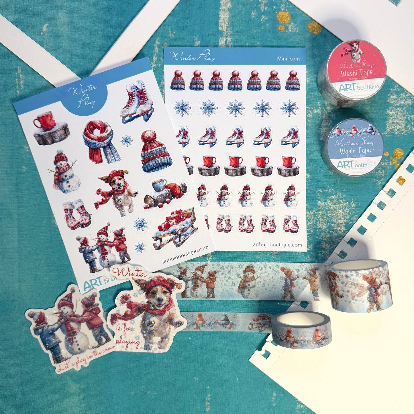 Winter Play Planner Decorative Set - Stickers, Washi & Vinyls for Fall Journaling