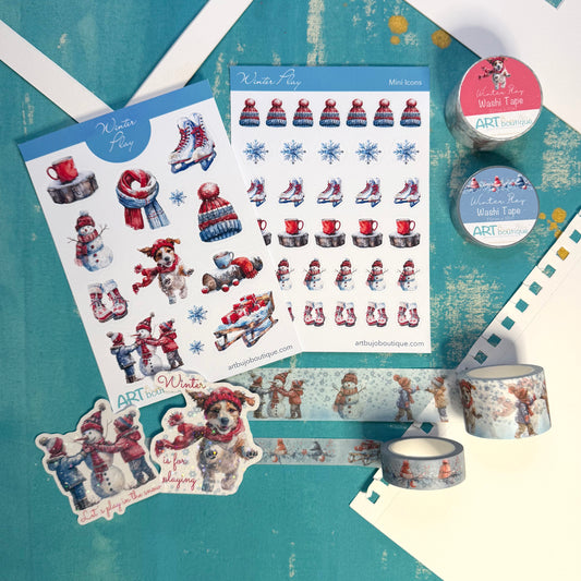 Winter Play Planner Decorative Set - Stickers, Washi & Vinyls for Fall Journaling