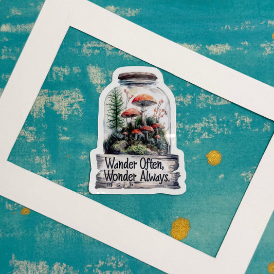 Wander Often Wonder Always Vinyl Sticker | Nature & Woodland Aesthetic