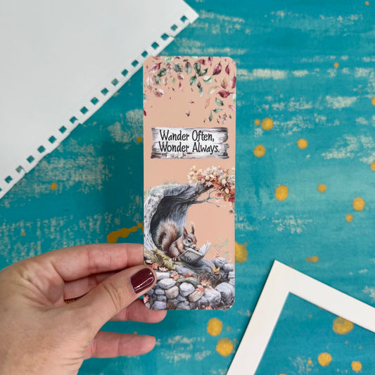 Wander Often Wonder Always Bookmark – Inspirational Quote Autumn Bookmark