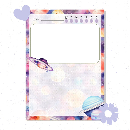 Galaxy and Planets A6 Notepad – Aesthetic Stationery for Journaling, Planning & To-Do Lists (Copy)