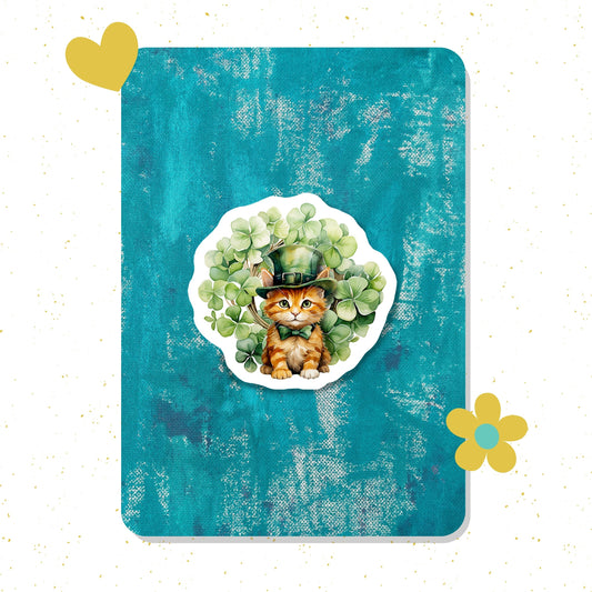 Lucky Kitten St.  Patrick's Day Vinyl Sticker