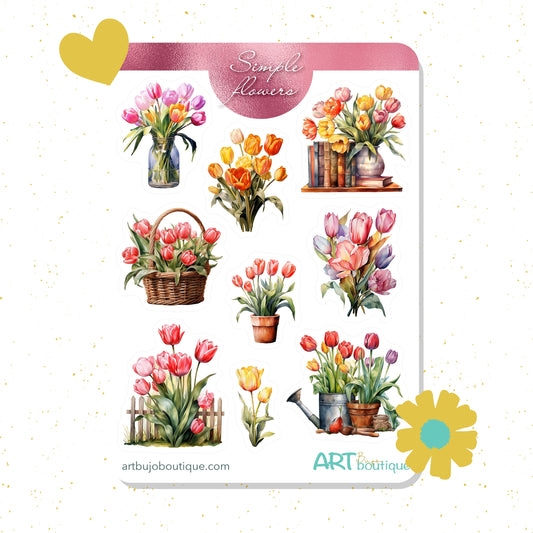Simple Flowers Tulips Sticker Sheet
