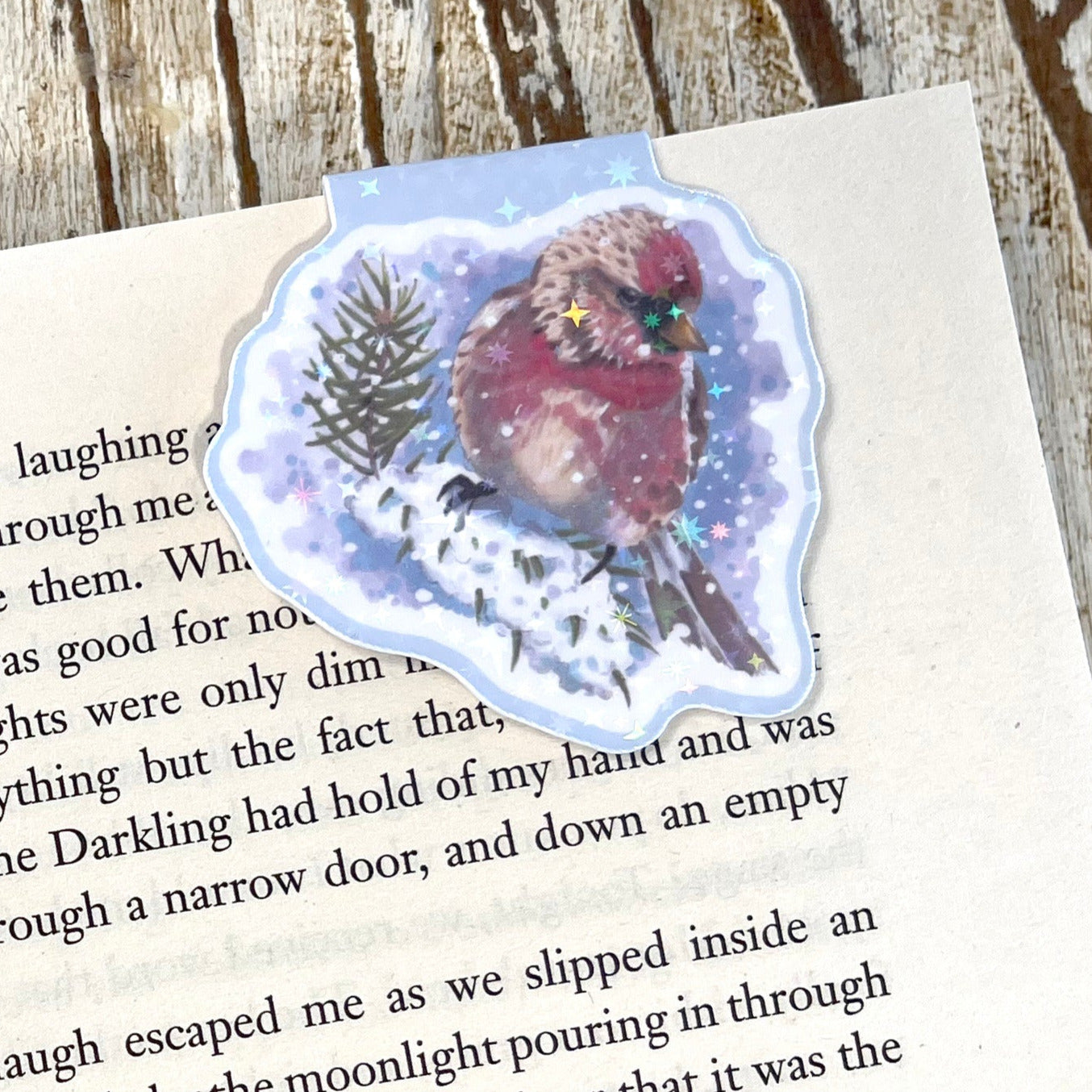 magnetic bookmark with winter bird