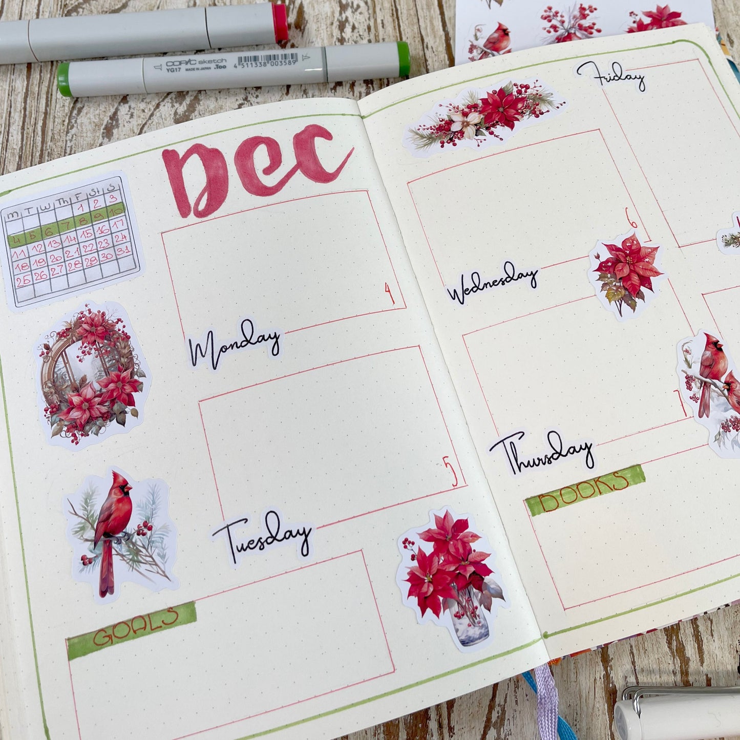 Winter birds planner stickers