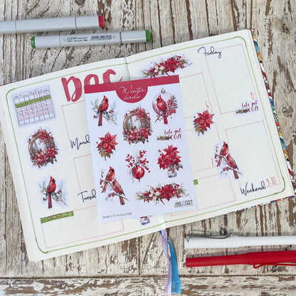 Winter birds planner stickers