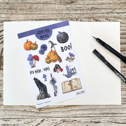 Witchy stickers Halloween planner stickers