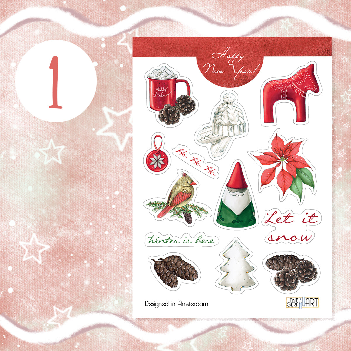 Christmas planner stickers Winter sticker set