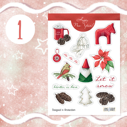 Kerstplannerstickers Winterstickerset