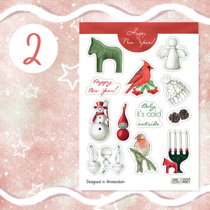 Kerstplannerstickers Winterstickerset