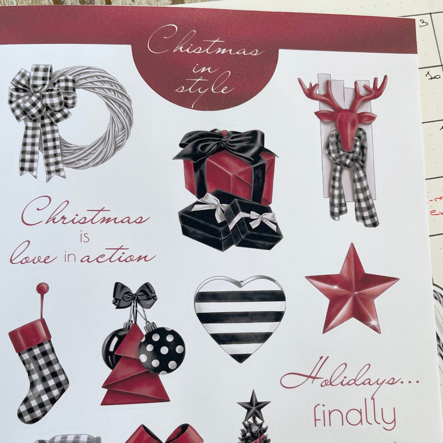 Stylish Christmas bujo sticker set