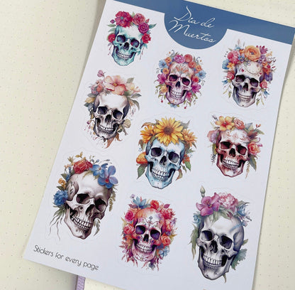 B-Grade Floral skull bujo stickers Halloween sticker