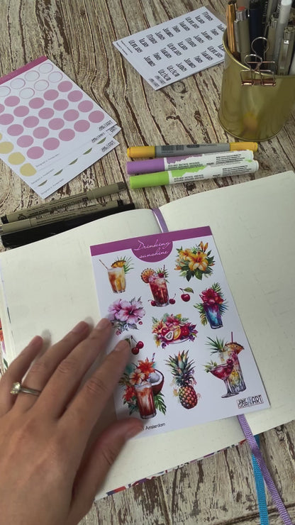 Tropical drinks bujo sticker set