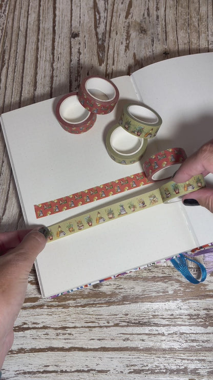 Old books green washi tape