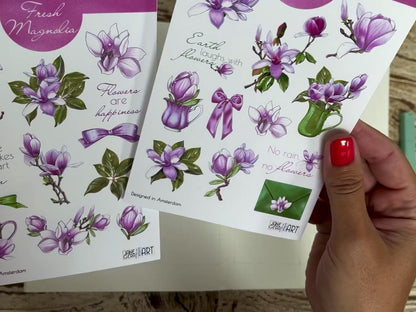 Magnolia bloem bujo stickerset