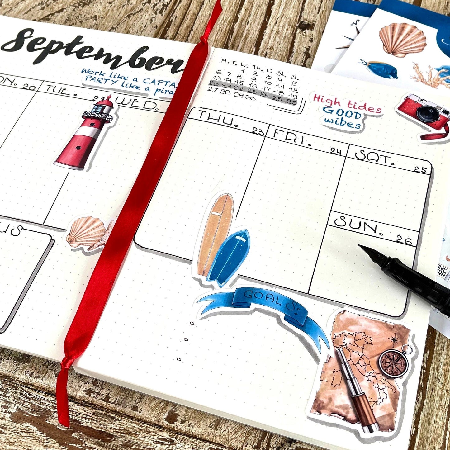 Nautical planner stickers Bujo stickers set