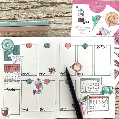 Koffieliefhebber bujo-stickerset