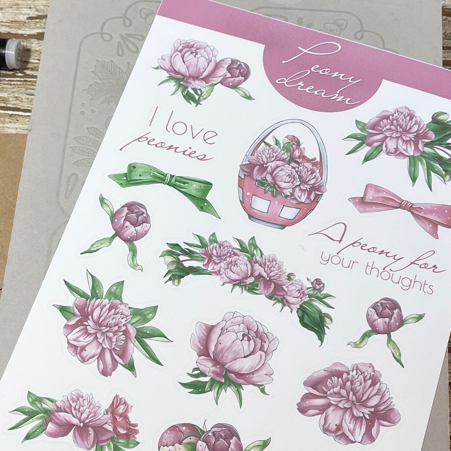 Peony flower planner stickers