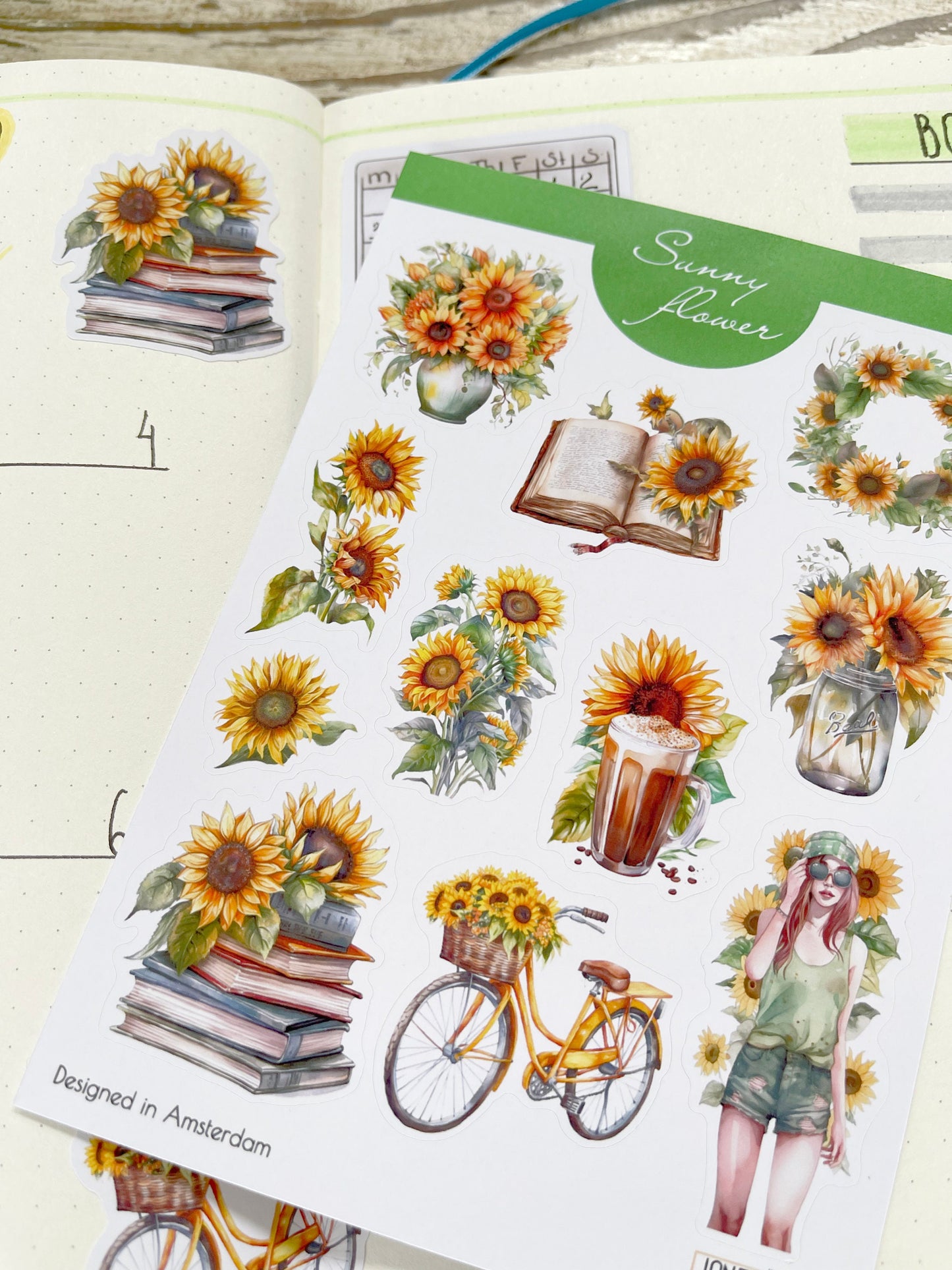 Zonnebloemen bujo stickervel