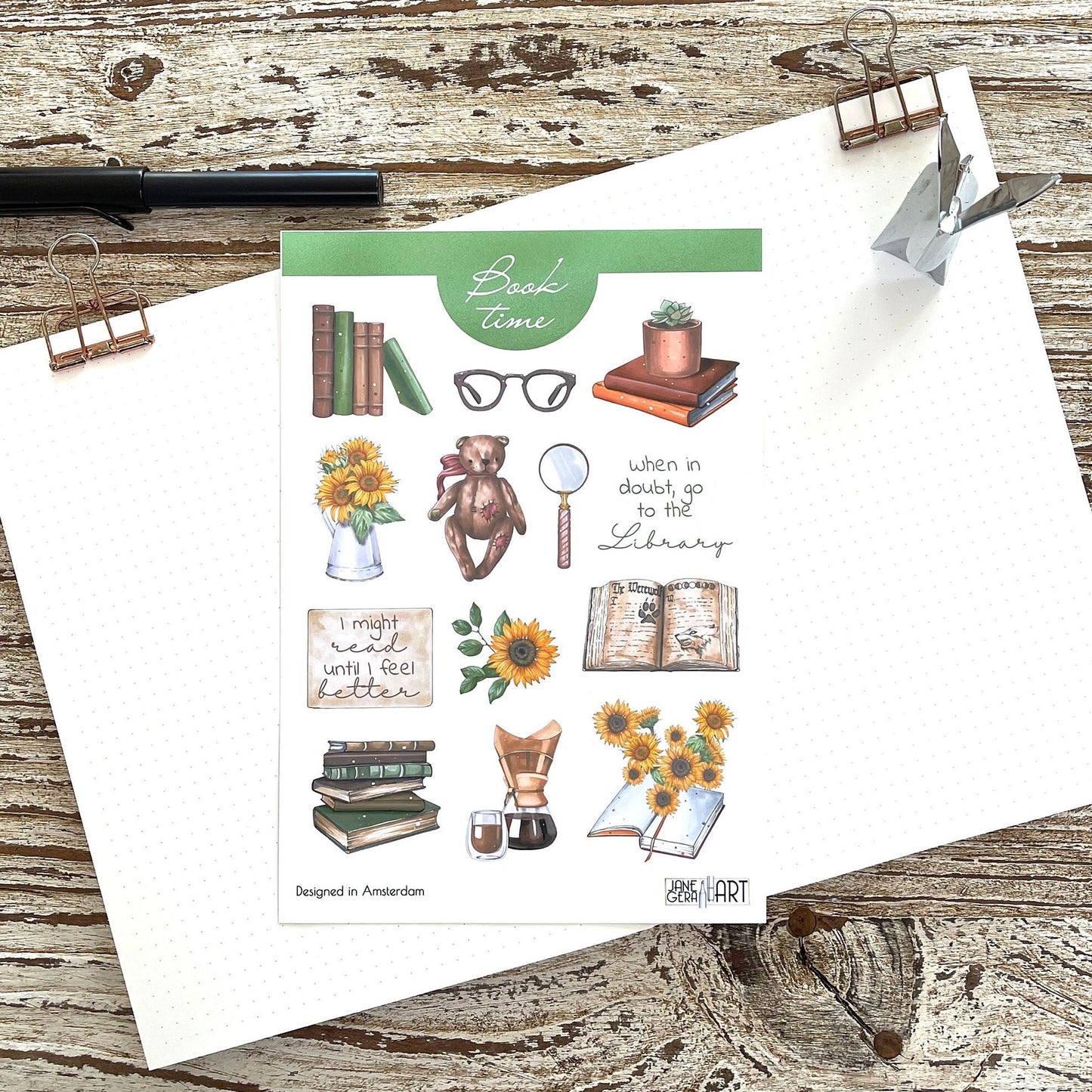 Books bujo sticker sheet Booklover gift