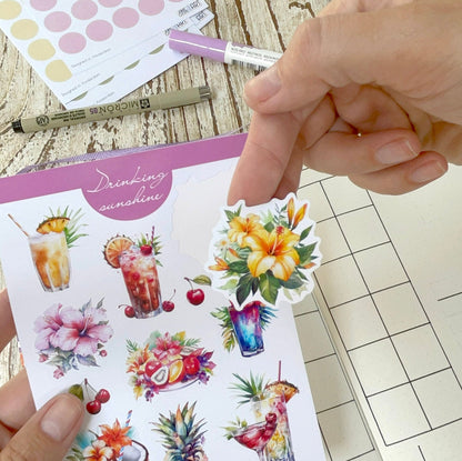 Tropical drinks bujo sticker set