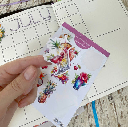 Tropical drinks bujo sticker set