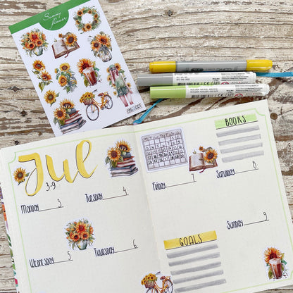 Sunflowers bujo sticker sheet