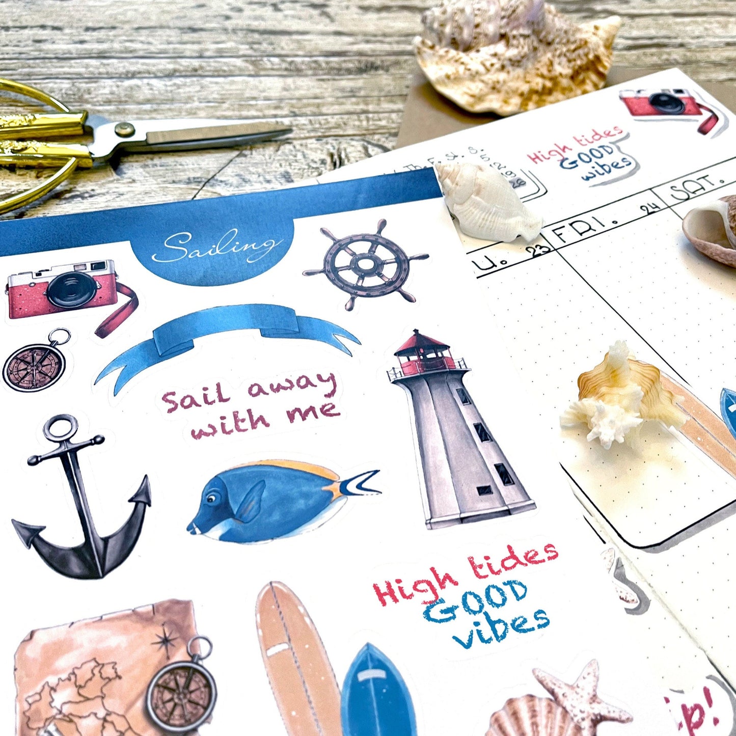 Nautical bujo stickers