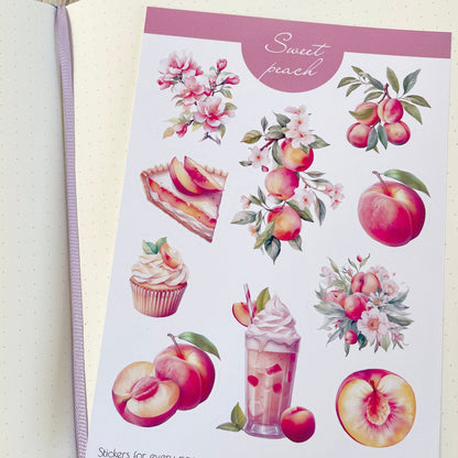 Sweet peach stickers Summer fruit planner stickers