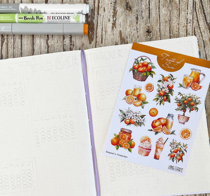 Sinaasappelen planner stickers Zomer bujo stickervel