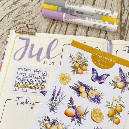 Plannerstickers van lavendel en citroenen